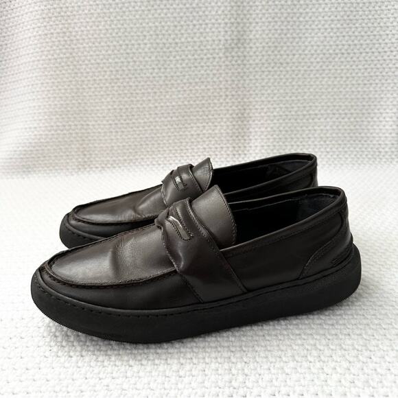Bottega Marchigiana Italy Brown Leather Chunky Creeper Lug Sole Penny Loafers 41 - Picture 8 of 11